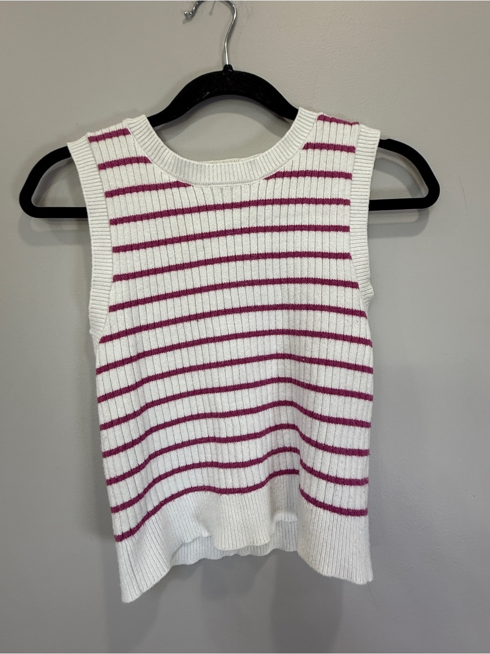 Steve Madden White Tank Top with Pink Stripes